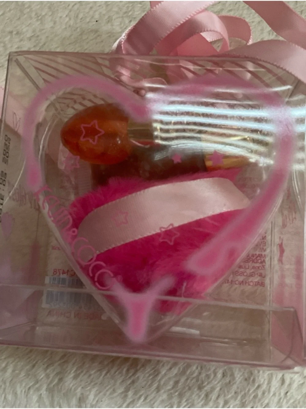 Pink Plush Lip Gloss Keychain